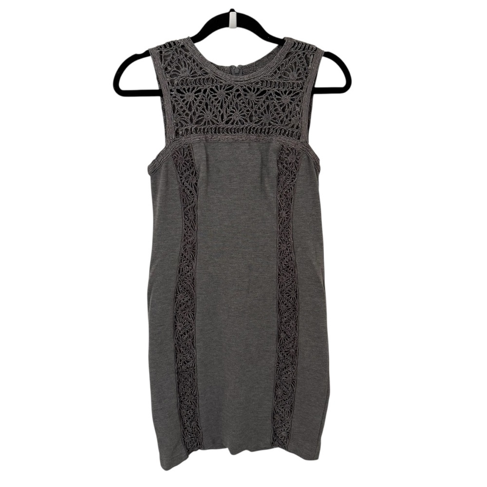 Adam by Adam Lippes Grey High-Neck Sleeveless Crochet Mini Dress Size 6 EUC
